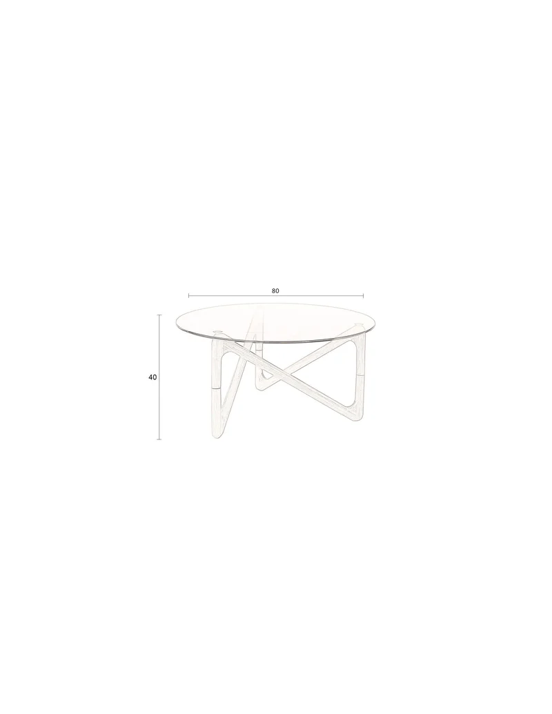 Dutchbone Couchtisch Naia – Natur, Glas, 80 × 80 × 40 cm