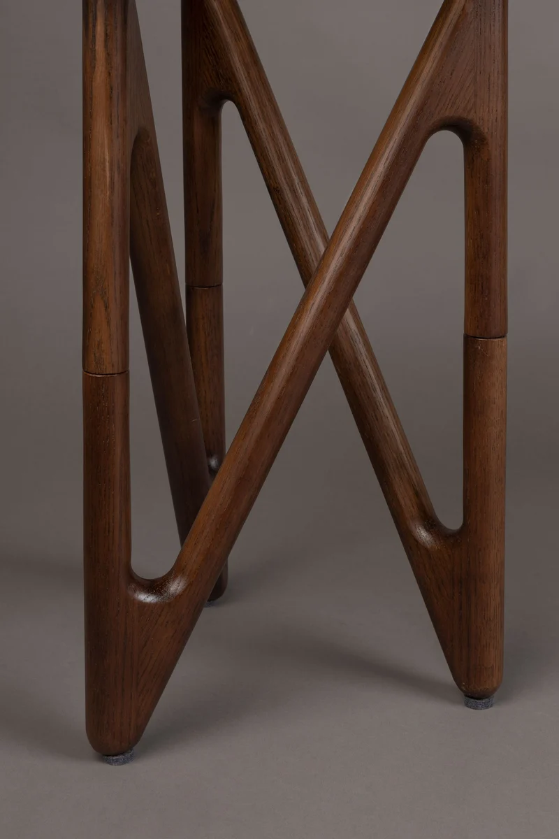Dutchbone Beistelltisch Naia – Nussbaum, Glas, 40 × 40 × 50 cm