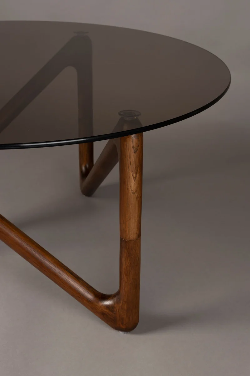 Dutchbone Couchtisch Naia – Nussbaum, Glas, 80 × 80 × 40 cm