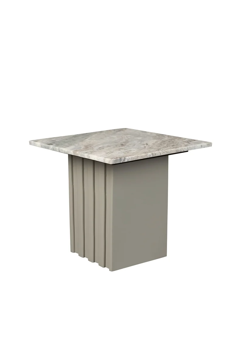 Dutchbone Beistelltisch Clayton – Grau, Marmor, 40 × 40 × 35 cm
