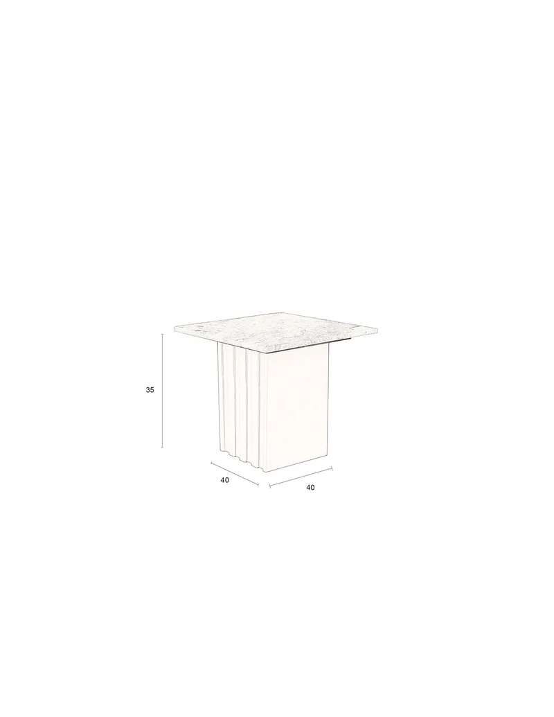 Dutchbone Beistelltisch Clayton – Grau, Marmor, 40 × 40 × 35 cm