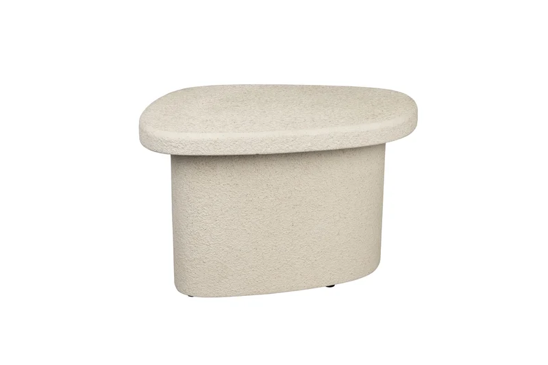 Dutchbone Beistelltisch Veda Low – Weiß, Recycelter Marmor, 56 × 41 × 35 cm