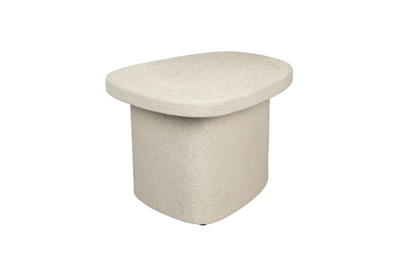 Dutchbone Beistelltisch Veda Low – Weiß, Recycelter Marmor, 56 × 41 × 35 cm