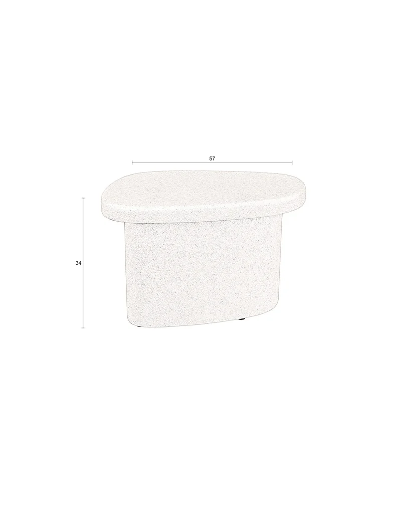 Dutchbone Beistelltisch Veda Low – Weiß, Recycelter Marmor, 56 × 41 × 35 cm