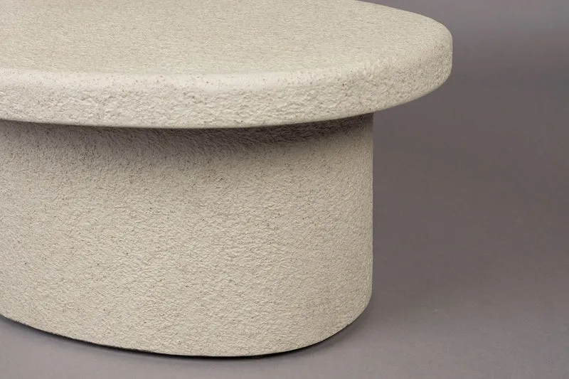 Dutchbone Couchtisch Veda – Weiß, Recycelter Marmor, 74 × 49 × 28 cm