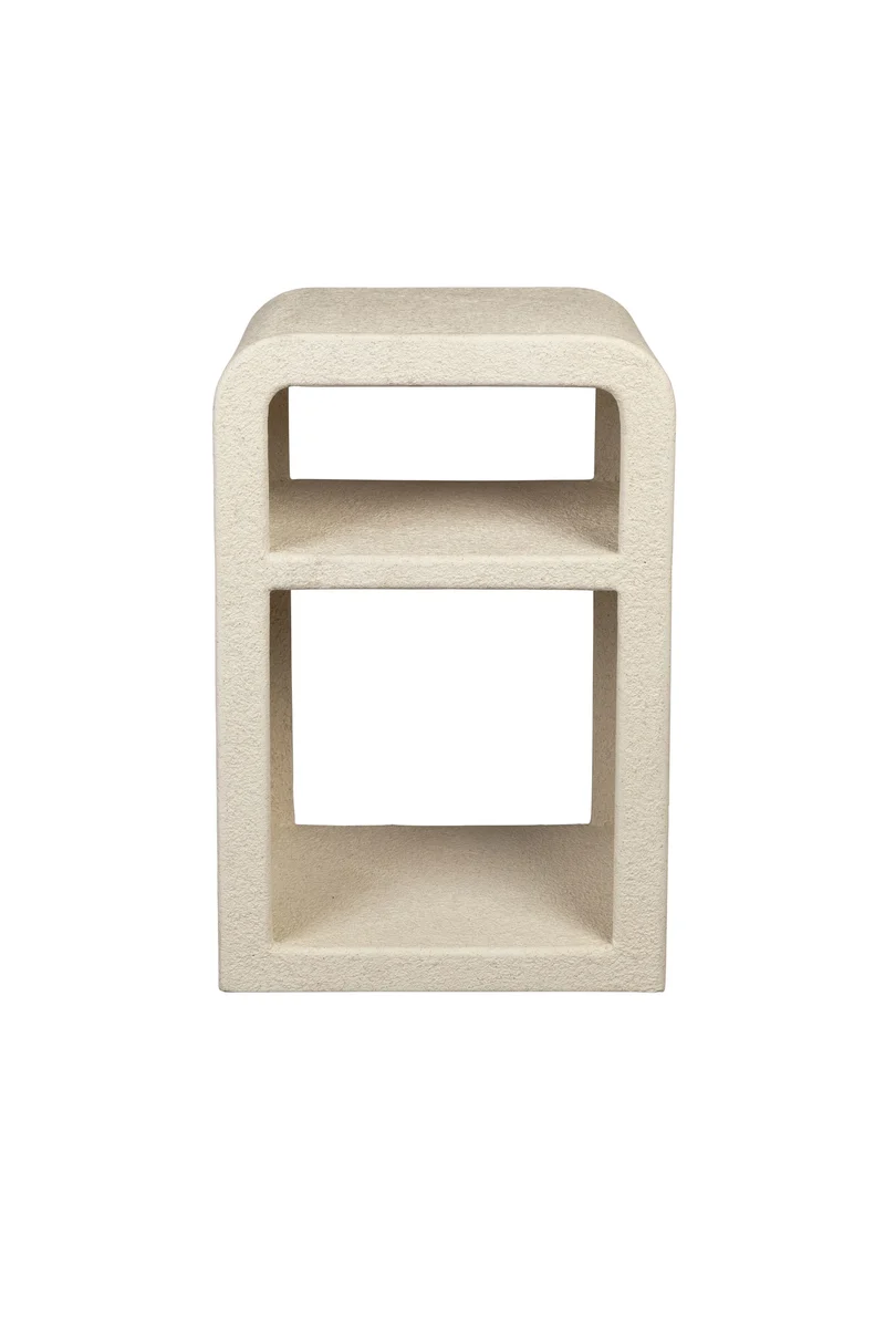 Dutchbone Beistelltisch Bed Veda – Weiß, Recycelter Marmor, 40 × 30 × 60 cm