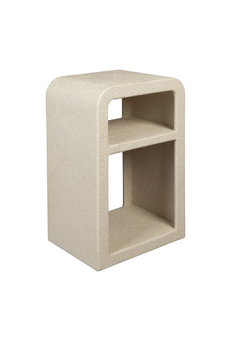 Dutchbone Beistelltisch Bed Veda – Weiß, Recycelter Marmor, 40 × 30 × 60 cm