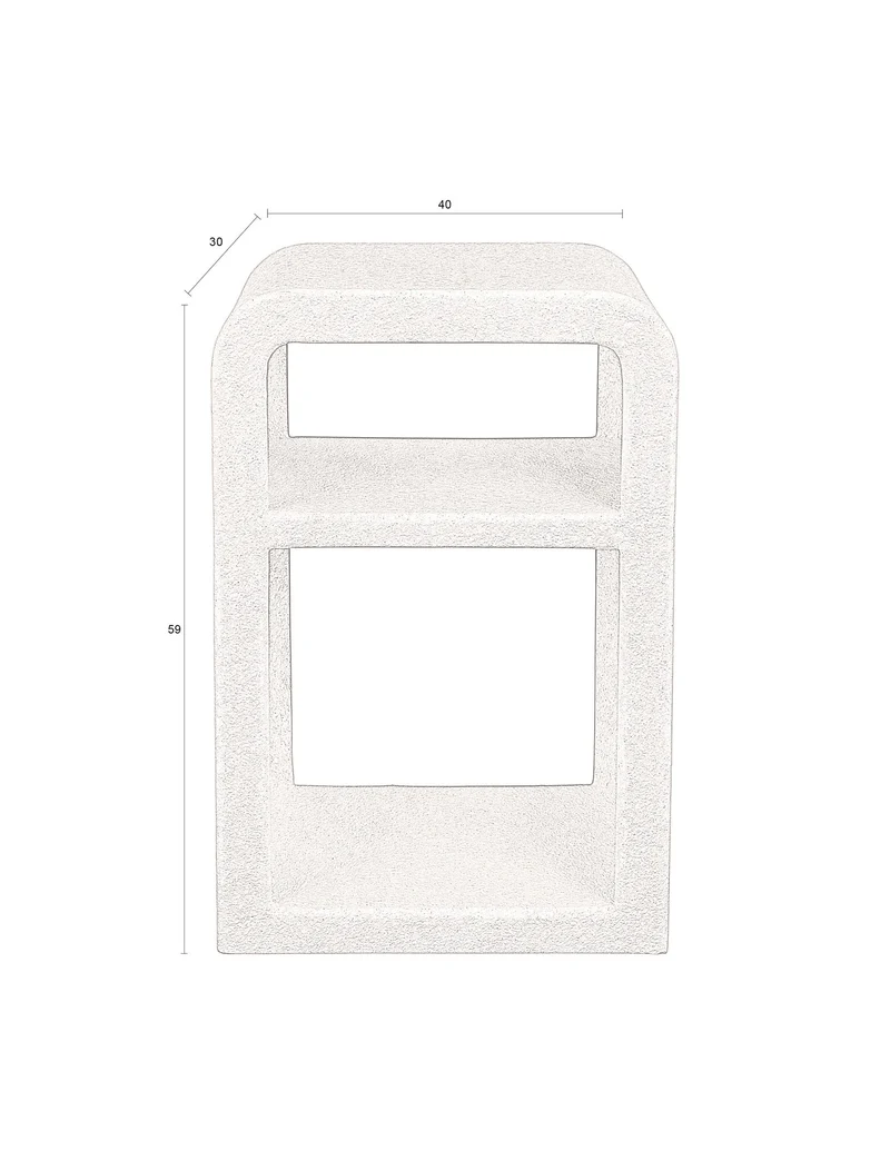Dutchbone Beistelltisch Bed Veda – Weiß, Recycelter Marmor, 40 × 30 × 60 cm