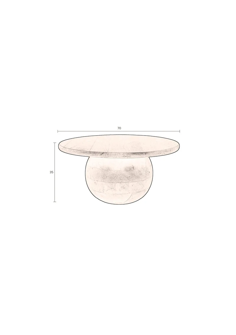 Dutchbone Couchtisch Oblivian – Braun, Mangoholz, 70 × 70 × 35 cm