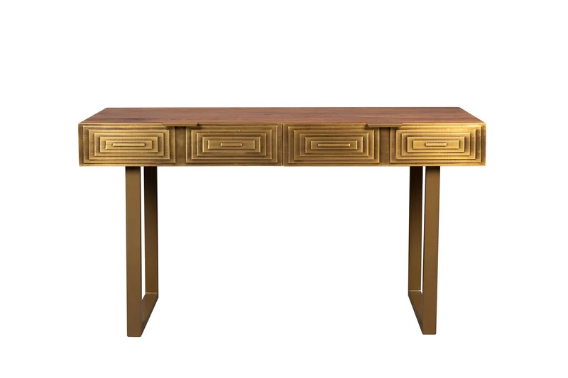 Dutchbone Konsolentisch Volan – Gold, Mangoholz, 140 × 76 cm