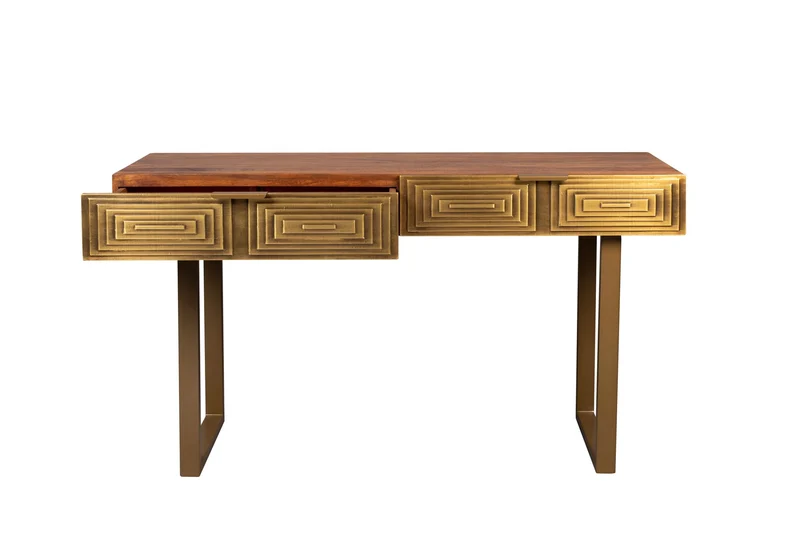 Dutchbone Konsolentisch Volan – Gold, Mangoholz, 140 × 76 cm