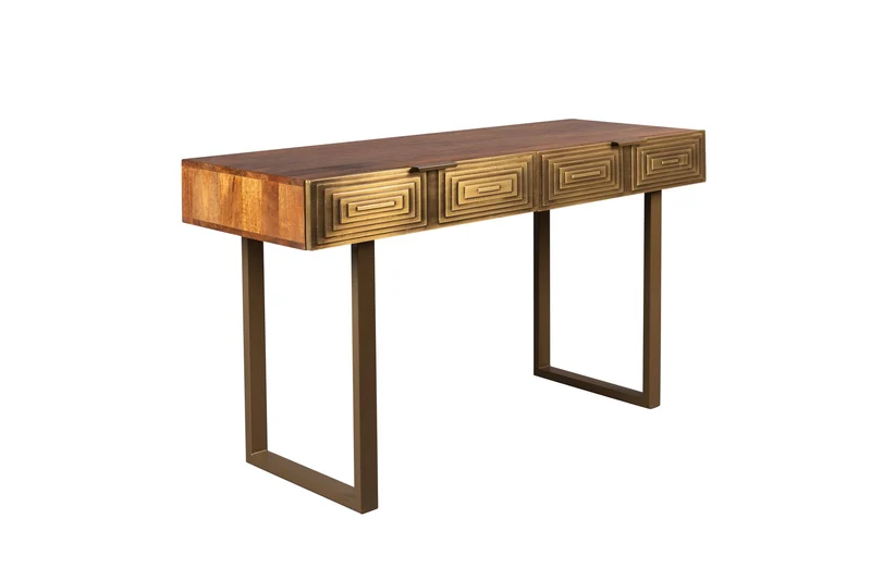 Dutchbone Konsolentisch Volan – Gold, Mangoholz, 140 × 76 cm