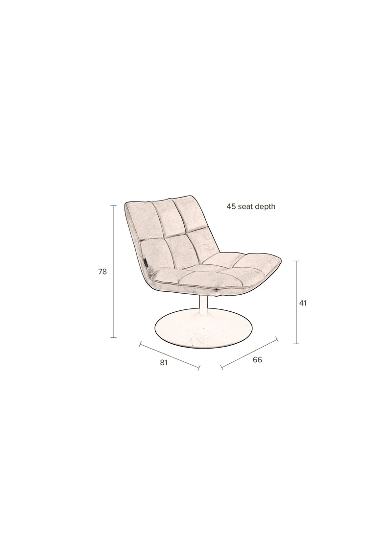 Dutchbone Loungesessel Bar – Dunkelgrau, Stoff, 66 × 78 cm