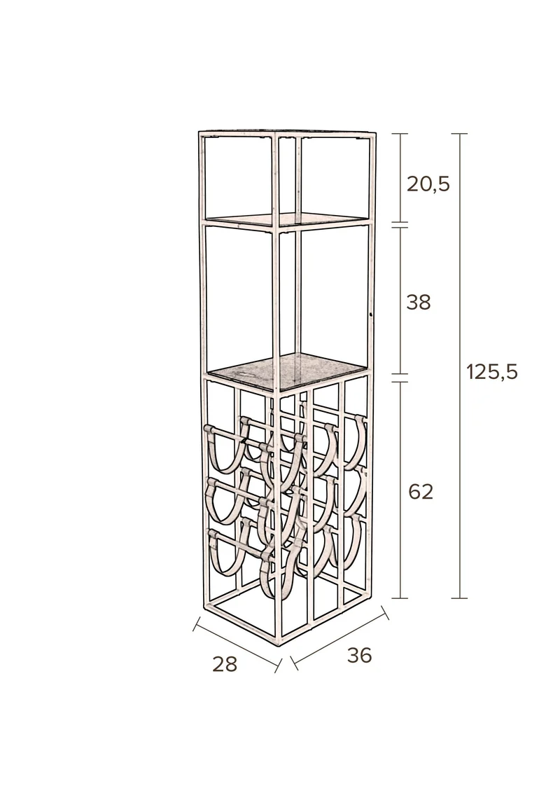 Dutchbone Schrank Mil – Bunt, Marmor, 28 × 36 × 125,5 cm