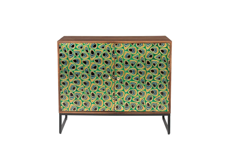 Dutchbone Schrank Meena – Bunt, Mangoholz, 40 × 95 × 80 cm
