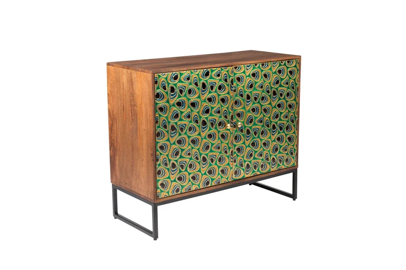 Dutchbone Schrank Meena – Bunt, Mangoholz, 40 × 95 × 80 cm