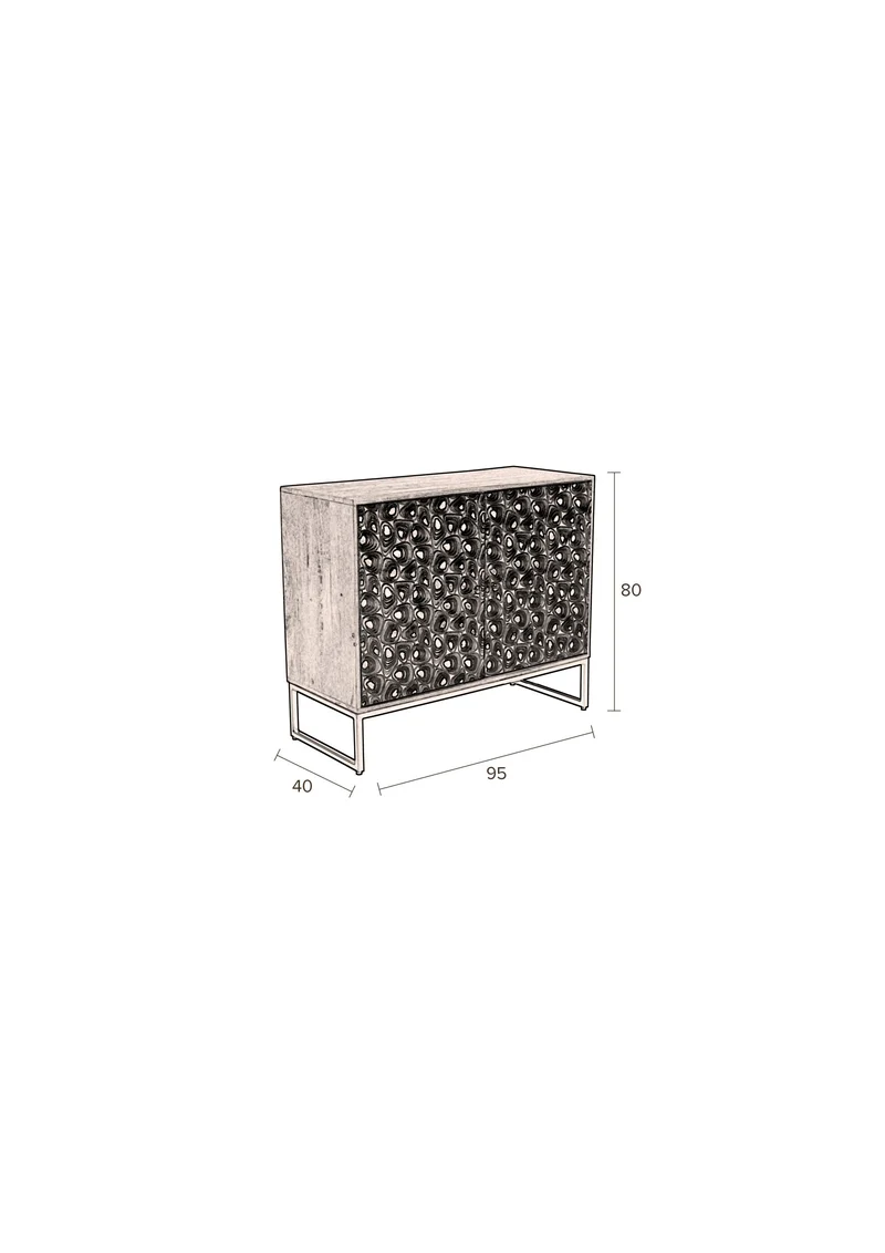 Dutchbone Schrank Meena – Bunt, Mangoholz, 40 × 95 × 80 cm