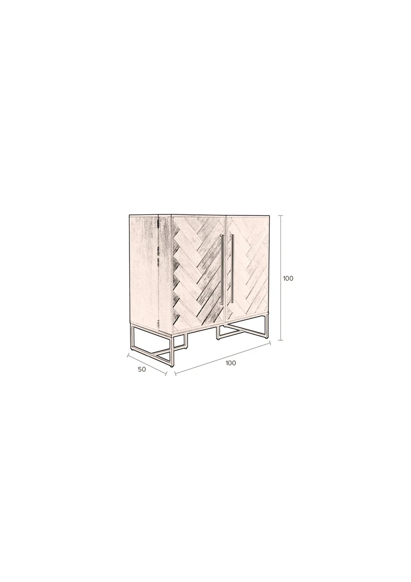 Dutchbone Schrank Class – Braun, Akazienfurnier, 50 × 100 × 100 cm