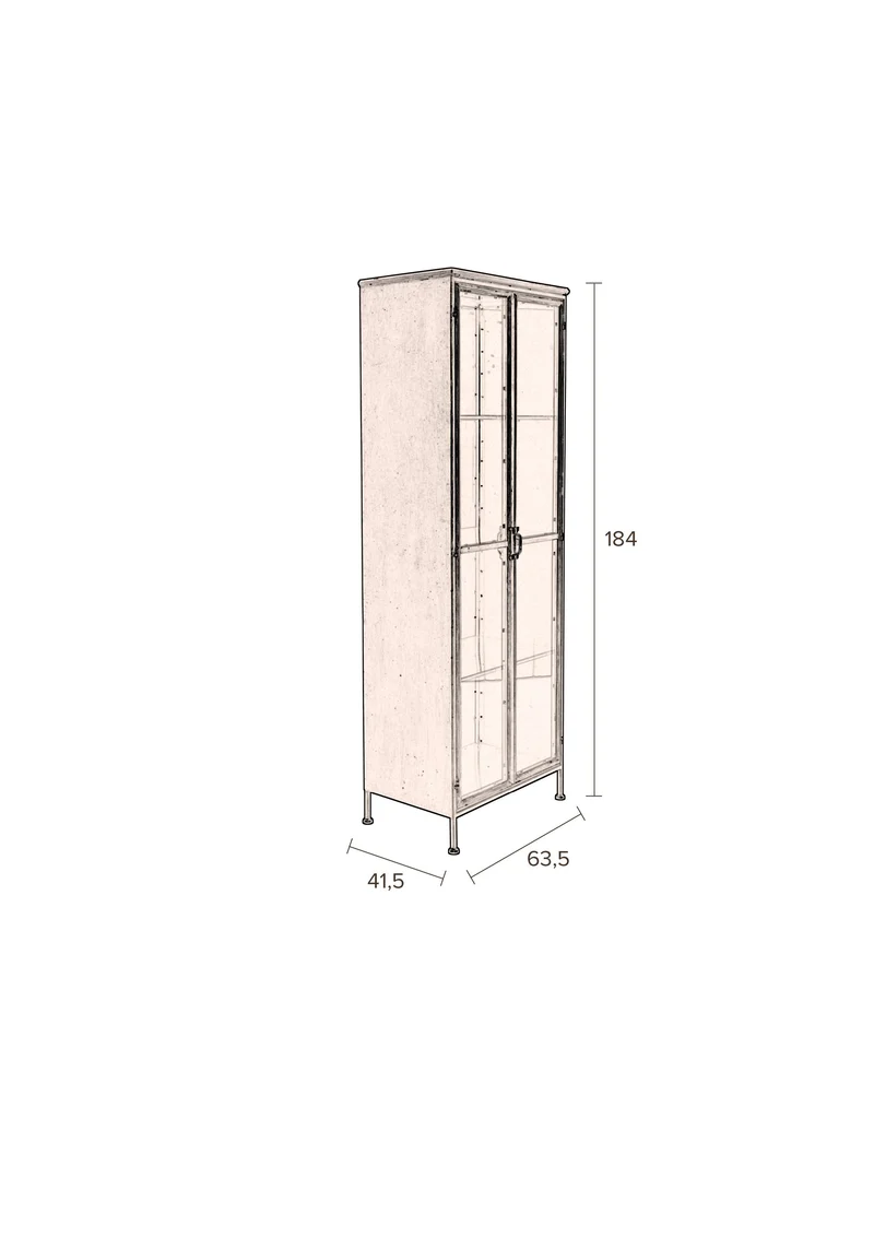Dutchbone Schrank Gertlush – Gold, Eisen, 41,5 × 63,5 × 184 cm