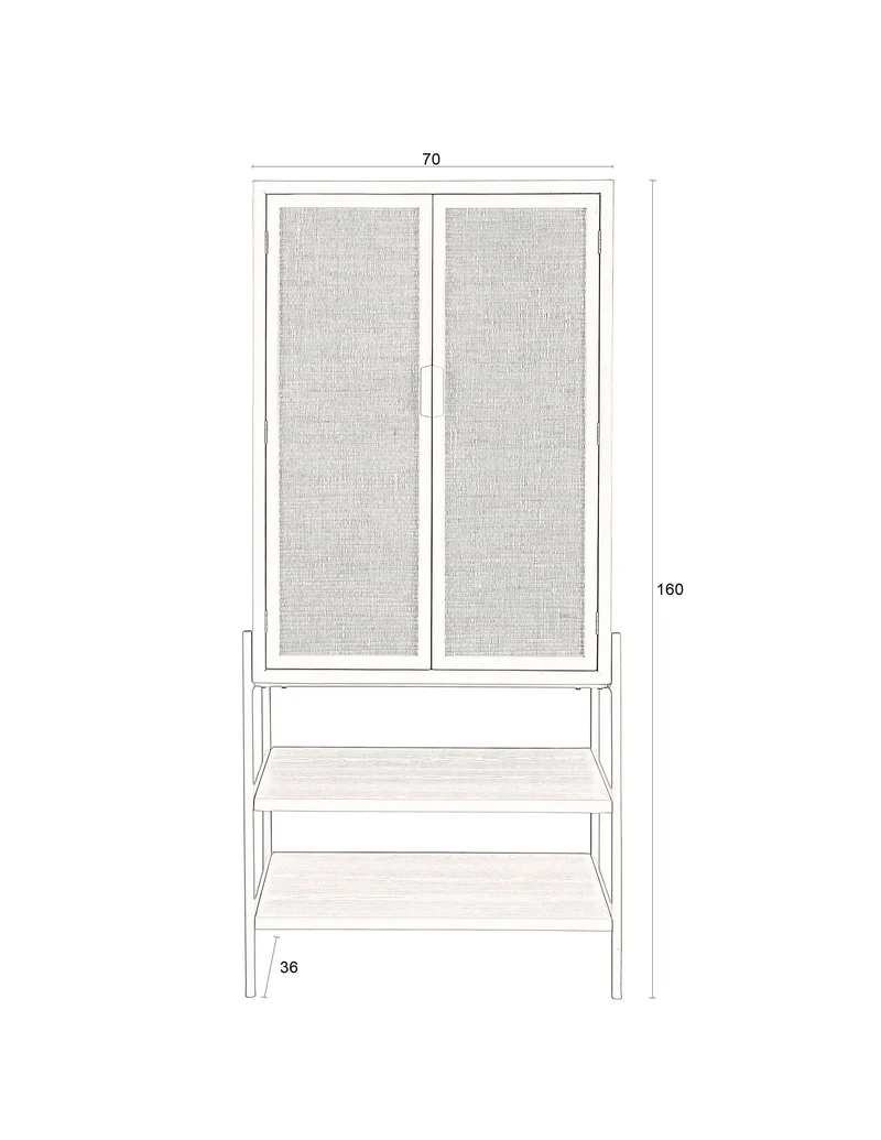 Dutchbone Schrank Yasu – Schwarz, 70 × 36 × 160 cm