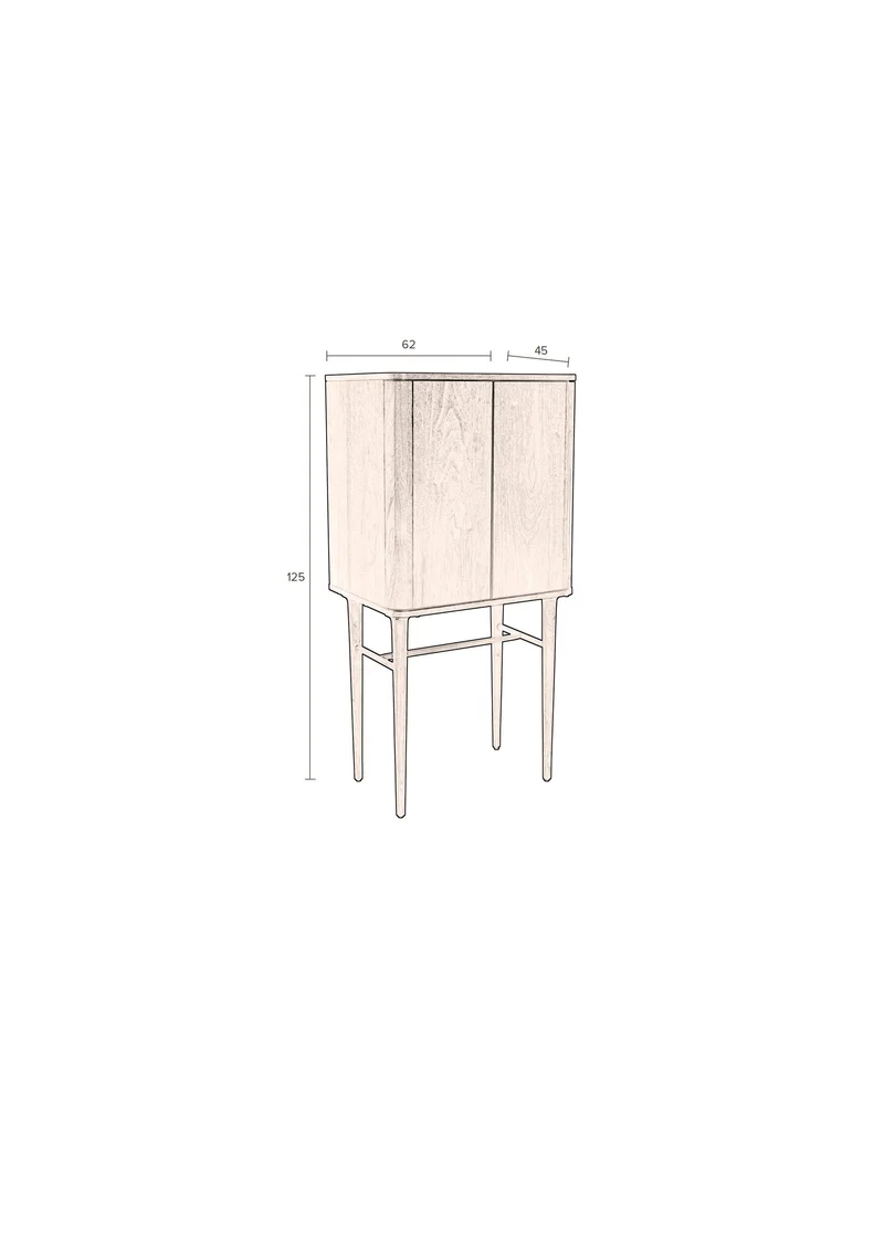Dutchbone Schrank Morrison – Braun, Nussbaumfurnier, 45 × 62 × 125 cm