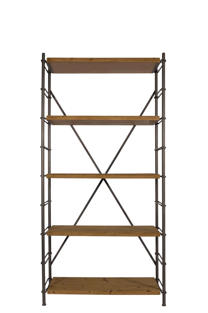 Dutchbone Regal Iron – Braun, Massives Tannenholz, 42 × 100 × 200 cm