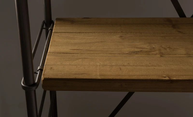 Dutchbone Regal Iron – Braun, Massives Tannenholz, 42 × 100 × 200 cm