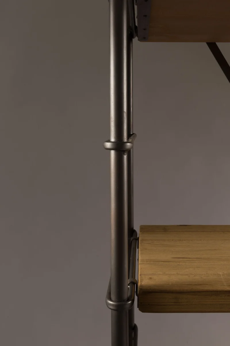 Dutchbone Regal Iron – Braun, Massives Tannenholz, 42 × 100 × 200 cm