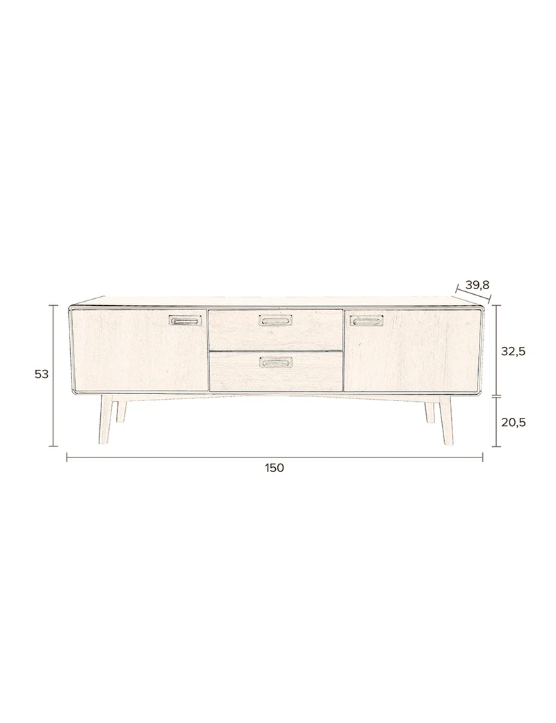 Dutchbone Sideboard Juju Low – Bunt, Nussbaumfurnier