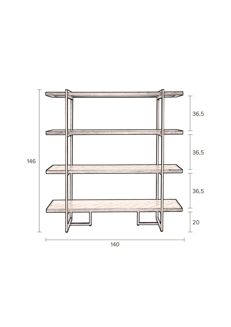 Dutchbone Regal Class – Braun, Akazienfurnier, 40 × 140 × 146 cm