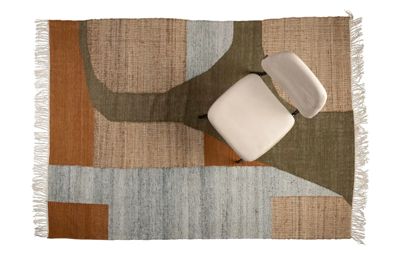 Dutchbone Teppich Pavilion 160 × 230 cm Natural Green – Braun, Wolle