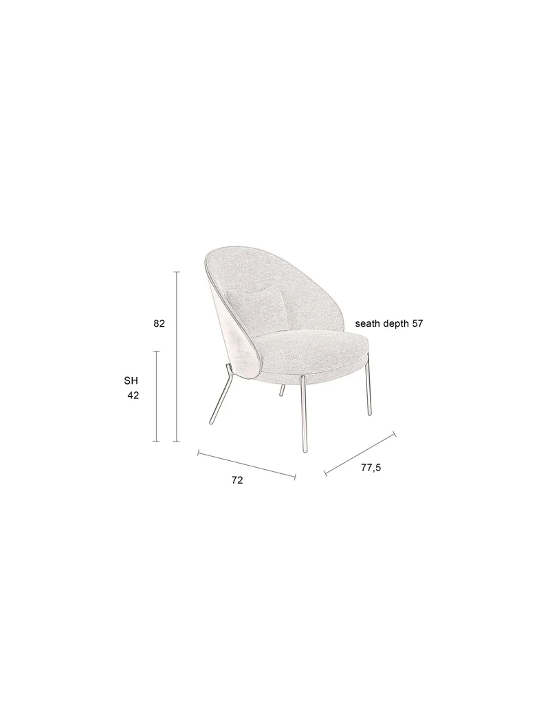 Dutchbone Loungesessel Rodin – Beige, Stoff, 72 × 77,5 × 82 cm
