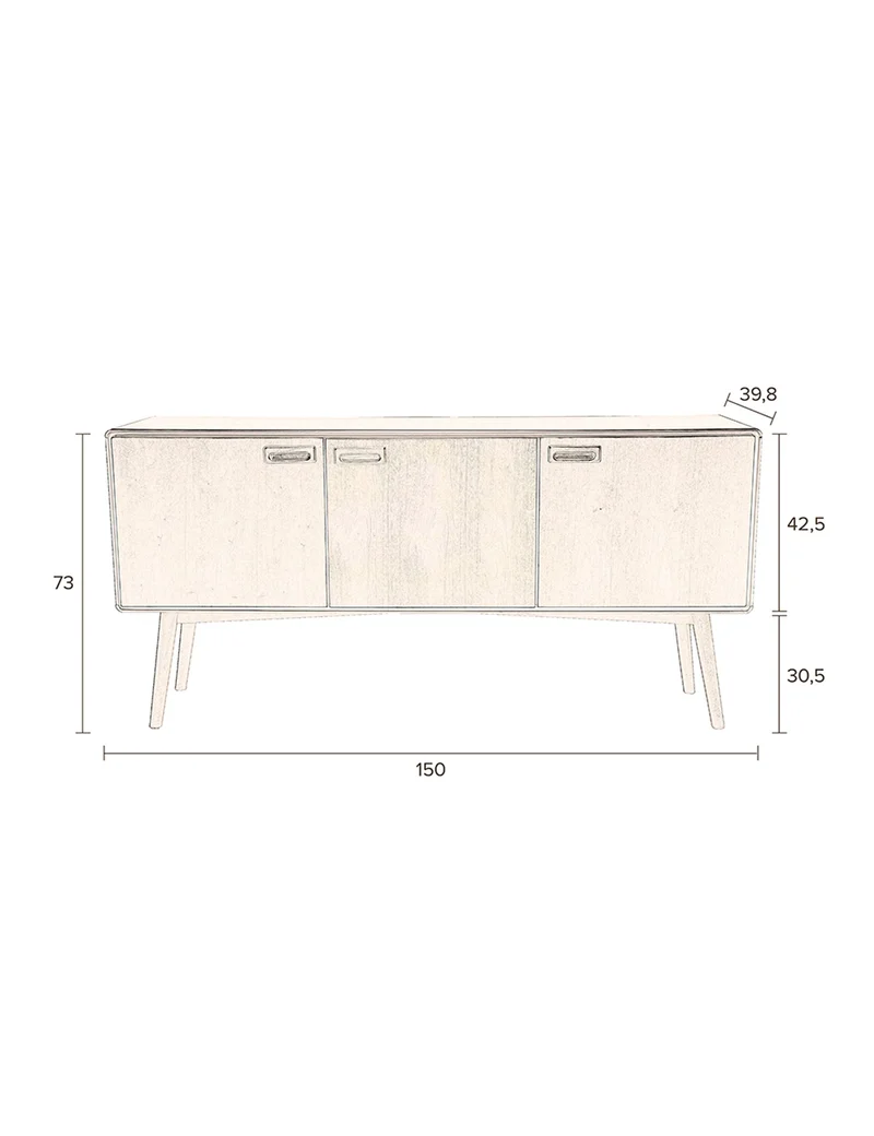 Dutchbone Sideboard Juju High – Bunt, Nussbaumfurnier