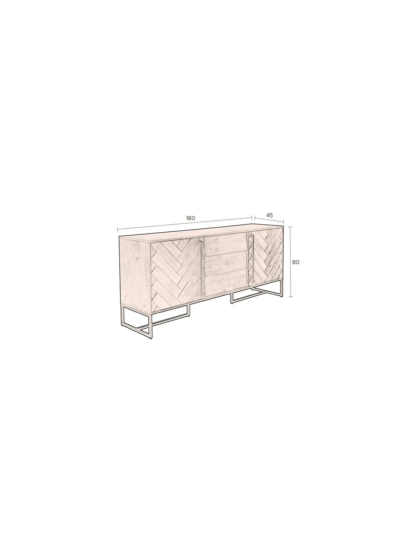 Dutchbone Sideboard Class High – Braun, Akazienfurnier, 45 × 180 × 80 cm