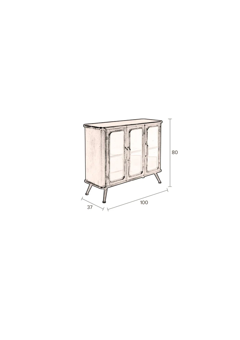 Dutchbone Sideboard Denza – Schwarz, Eisen, 37 × 100 × 80 cm