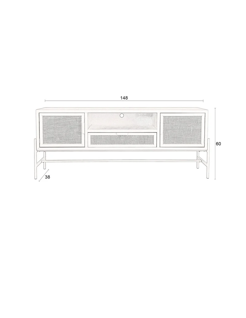 Dutchbone Sideboard Yasu – Schwarz, 148 × 38 × 60 cm