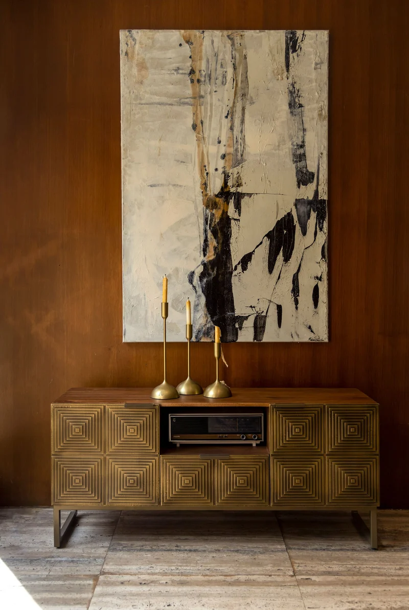 Dutchbone Sideboard Volan – Gold, Mangoholz, 135 × 40 × 60 cm