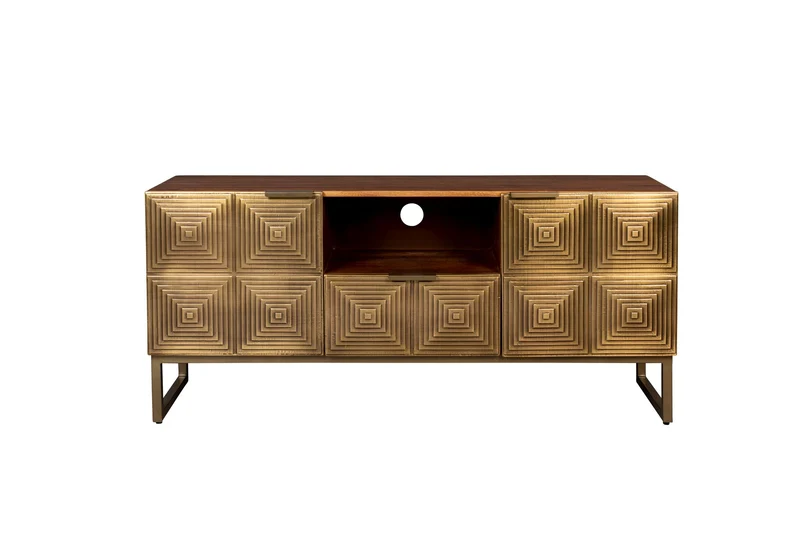 Dutchbone Sideboard Volan – Gold, Mangoholz, 135 × 40 × 60 cm