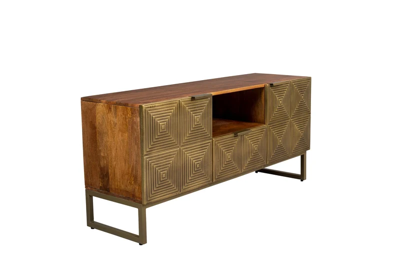 Dutchbone Sideboard Volan – Gold, Mangoholz, 135 × 40 × 60 cm