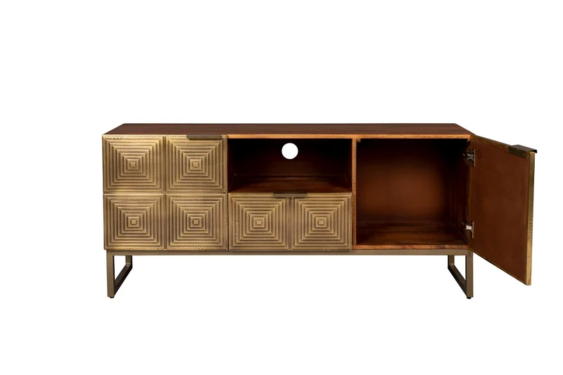 Dutchbone Sideboard Volan – Gold, Mangoholz, 135 × 40 × 60 cm