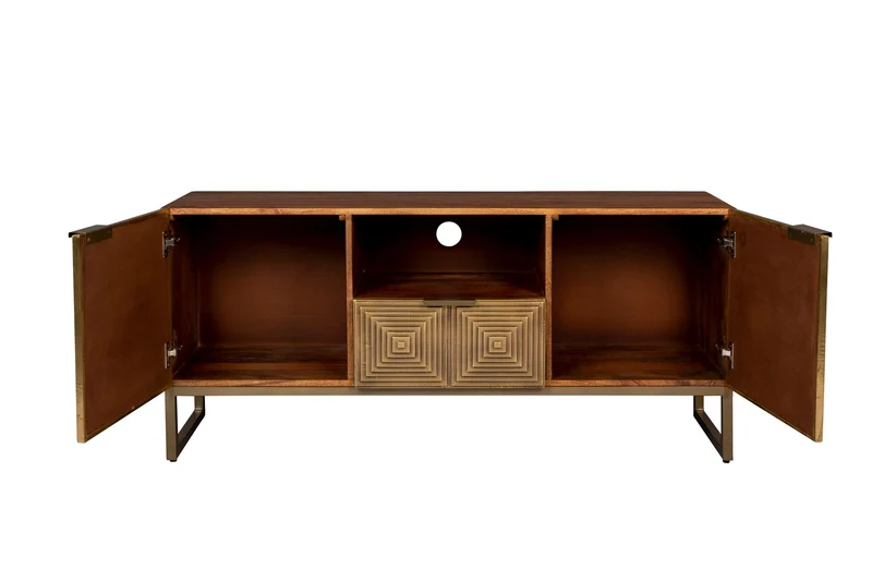 Dutchbone Sideboard Volan – Gold, Mangoholz, 135 × 40 × 60 cm
