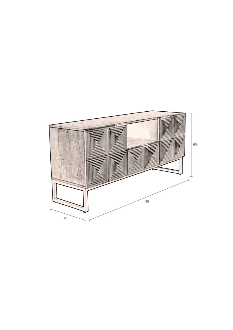 Dutchbone Sideboard Volan – Gold, Mangoholz, 135 × 40 × 60 cm