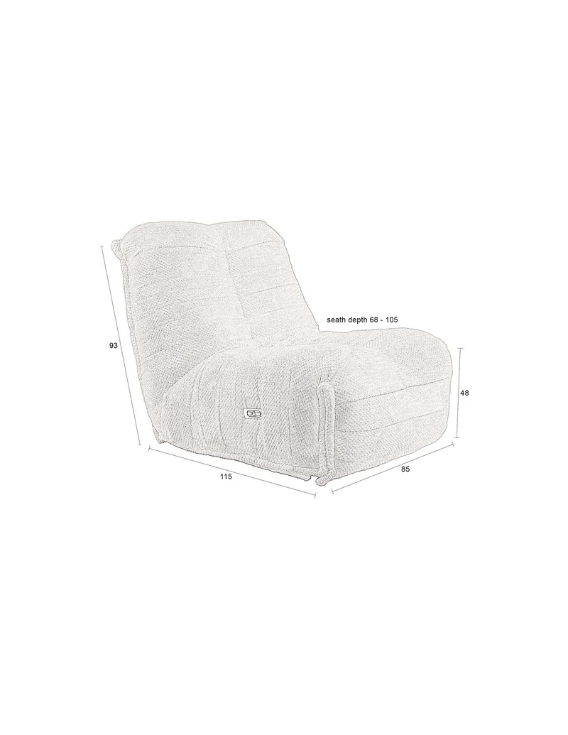 Dutchbone Loungesessel Hamilton Recliner – Braun, Stoff, 88 × 114 × 95 cm