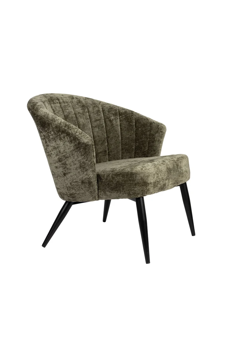 Dutchbone Loungesessel Georgia – Grün, Massives Birkenholz, 73,5 × 77 × 71 cm