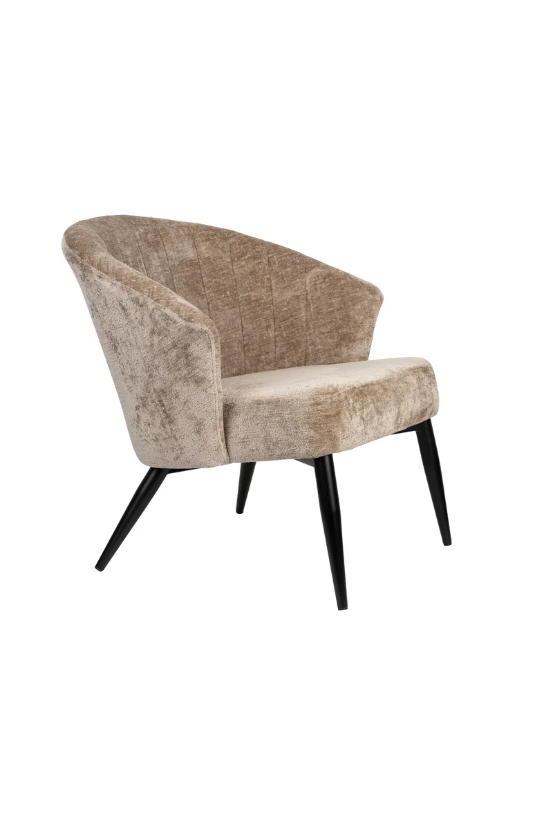 Dutchbone Loungesessel Georgia – Beige, Massives Birkenholz, 73,5 × 77 × 71 cm