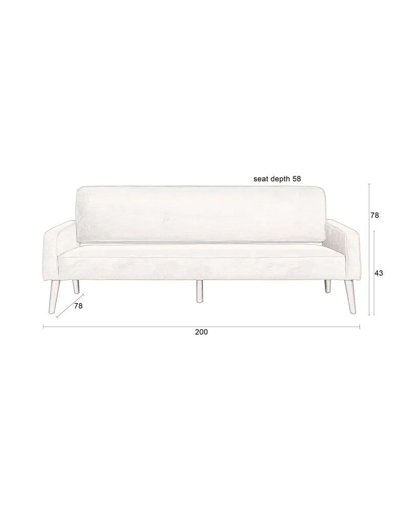 Dutchbone Sofa Preston – Beige, Stoff, 200 × 84 × 78 cm
