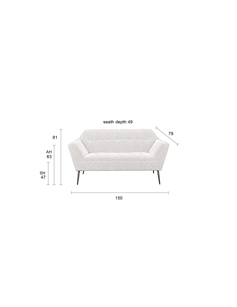 Dutchbone Sofa Kate Bouclé – Beige, 79 × 150 × 81 cm