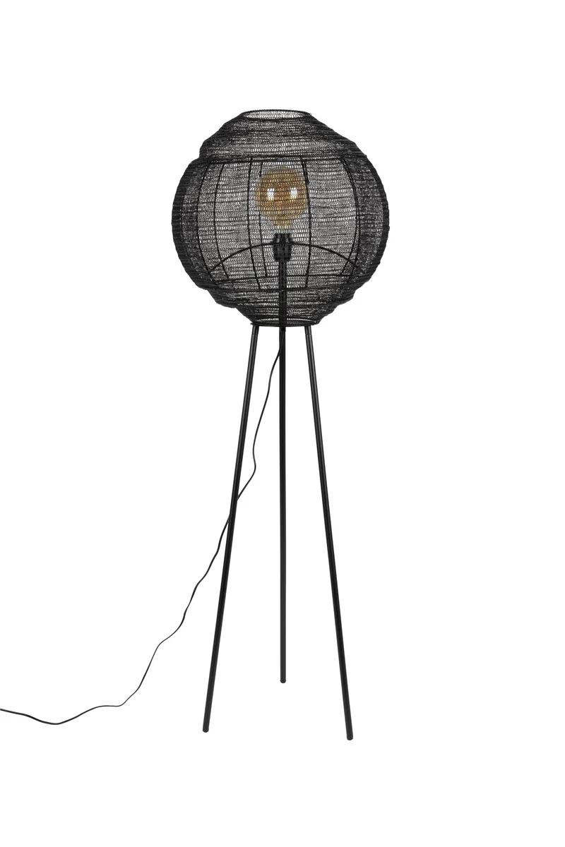 Dutchbone Stehleuchte Meezan – Schwarz, Eisen, 40 × 40 × 142 cm