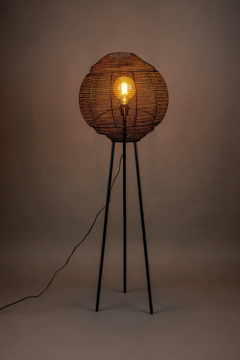 Dutchbone Stehleuchte Meezan – Schwarz, Eisen, 40 × 40 × 142 cm
