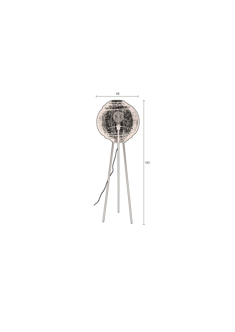 Dutchbone Stehleuchte Meezan – Schwarz, Eisen, 40 × 40 × 142 cm